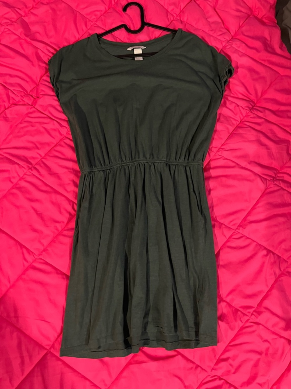 H&M Dark Green Short Sleeve Mini Dress